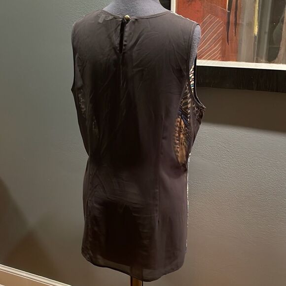 CAbi Buchanon Animal/Lines Print Sleeveless Top. Semi sheer. Medium. - Picture 6 of 8
